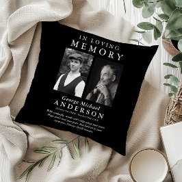 Cojín Decorativo Elegante tributo de 2 fotos "En memoria amorosa"