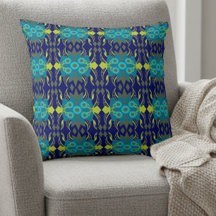 Cojín Decorativo Elegante Turquesa Y Azul Marino