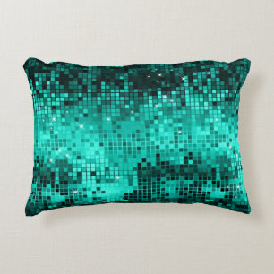 Cojín Decorativo Elegante Turquoise Disco Ball Purpurina & Sparkles