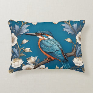 Cojín Decorativo Elegante Turquoise Kingfisher Bird Floral
