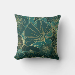 Cojín Decorativo Elegante Verde azulado Foliage floral Seagreen