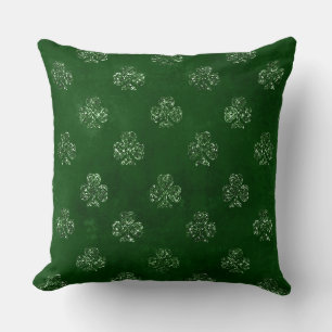 Cojín Decorativo Elegante Verde Brillante Trébol de Irlanda