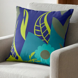 Cojín Decorativo Elegante Verde Lima y Azul Marino 