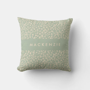 Cojín Decorativo Elegante Verde Salvia Botánico Personalizado