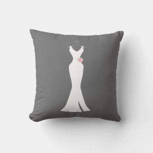 Cojín Decorativo Elegante vestido blanco sobre gris: diseño simple 