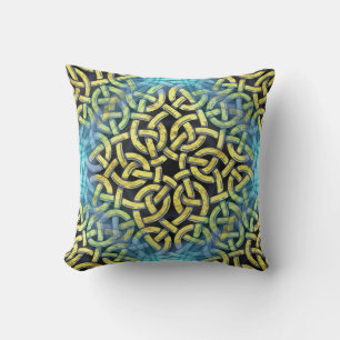 Cojín Decorativo Elegante victoriano Golden Trim Aqua Background