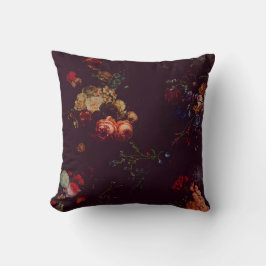 Cojín Decorativo Elegante Vintage Dark Magenta Floral Roja