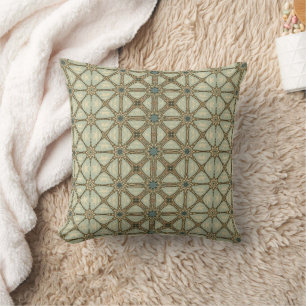 Cojín Decorativo Elegante Vintage en Azul y Marrón