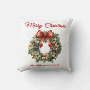 Cojín Decorativo Elegante Wreath Navidades de acuarela