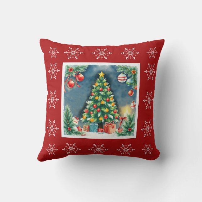 Cojín Decorativo Elegante y elegante árbol de navidad de invierno m (Reverso)
