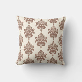 Cojín Decorativo Elegante y elegante patrón de damasco blanco marró