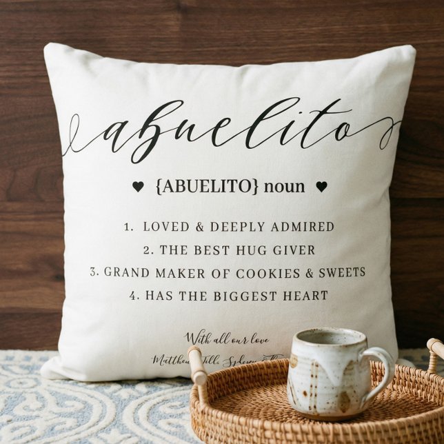 Cojín Decorativo Elegante y personalizado Abuelito Definición Keeps (Elegant Personalized Abuelito Definition Keepsake Throw Pillow)