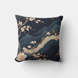 Cojín Decorativo Elegante Zen Cherry Blossom y Mountain Throw Pill