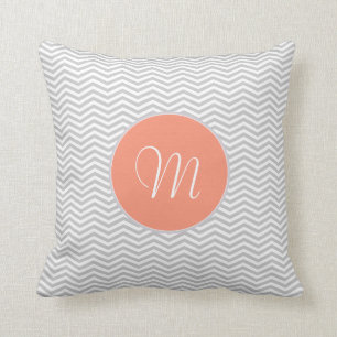 Cojín Decorativo Elegante zigzag de chevrón y monograma