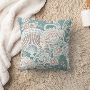 Cojín Decorativo Elegantes Abanicos Victorianos Vintage Floral Enca
