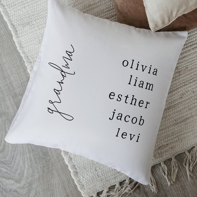 Cojín Decorativo Elegantes Abuelos Keepsake Nombrar abuela (Elegant Keepsake Grandchildren Name Grandmother Throw Pillow)