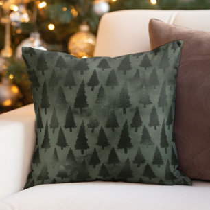 Cojín Decorativo Elegantes árboles de Navidad con tema de bosque ve