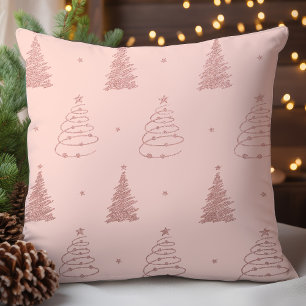 Cojín Decorativo Elegantes árboles de Navidad en patrón oro rosa