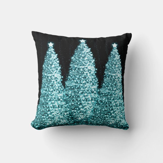 Cojín Decorativo Elegantes árboles navideños turquesa (Anverso)