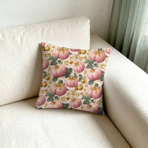 Cojín Decorativo Elegantes calabazas rosas diseño otoñal
