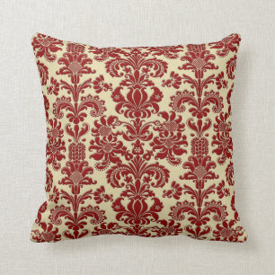 Cojín Decorativo Elegantes damascos de color beige y crimson rojos