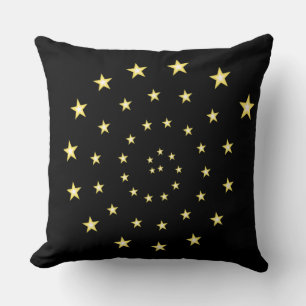 Cojín Decorativo Elegantes estrellas espiral sobre negro