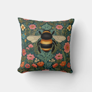 Cojín Decorativo Elegantes florales boho retro de abeja primavera 