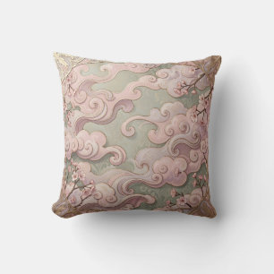 Cojín Decorativo Elegantes flores de cerezo Art Nouveau en espiral 