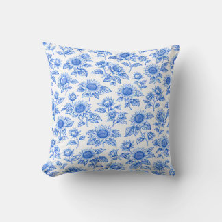 Cojín Decorativo Elegantes girasoles Toile du Jouy – Botánico Azul