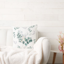 Cojín Decorativo Elegantes hojas de eucalipto de flores silvestres 
