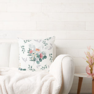 Cojín Decorativo Elegantes hojas de eucalipto de flores silvestres 