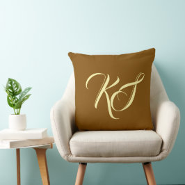 Cojín Decorativo Elegantes iniciales personalizadas marrones monogr