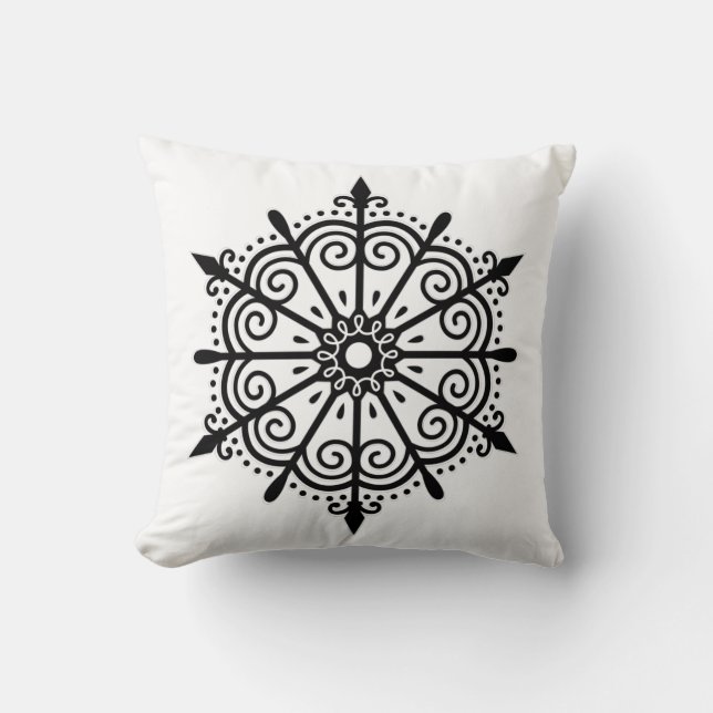 Cojín Decorativo Elegantes Navidades blancos negros con copos de ni (Anverso)
