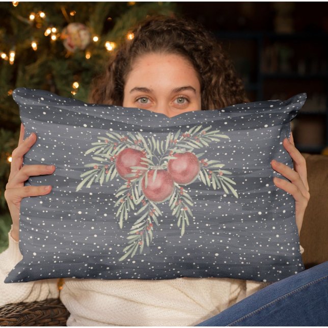 Cojín Decorativo Elegantes Navidades botánicos azules y nevados (Subido por el creador)