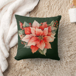 Cojín Decorativo Elegantes Navidades de la Poinsettia Roja