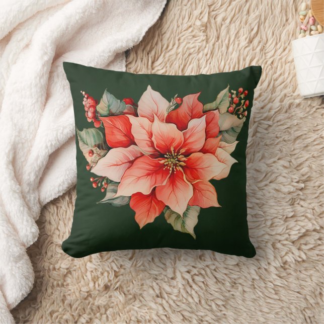 Cojín Decorativo Elegantes Navidades de la Poinsettia Roja (Manta)