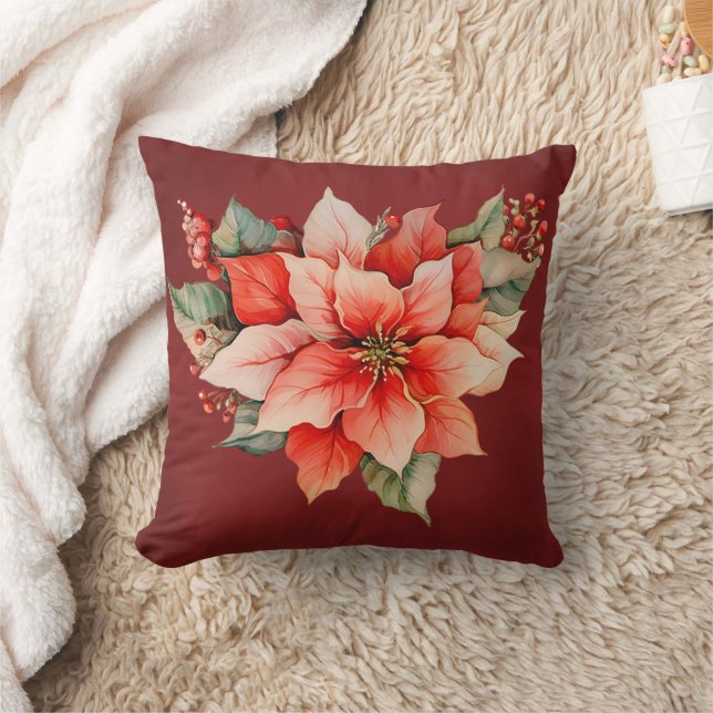 Cojín Decorativo Elegantes Navidades de la Poinsettia Roja (Manta)