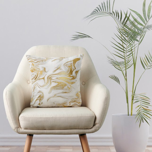 Cojín Decorativo Elegantes Navidades de Mármol Blanco de Oro (Subido por el creador)