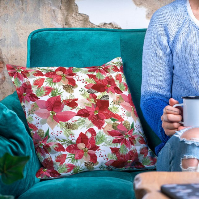 Cojín Decorativo Elegantes Navidades Holiday Poinsettia Pine Cone (Subido por el creador)