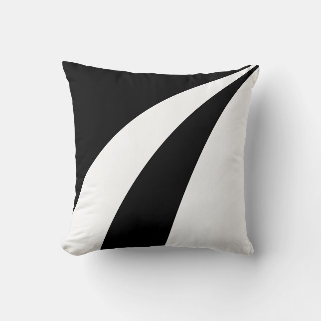 Cojín Decorativo Elegantes olas abstractas en blanco y negro (Anverso)