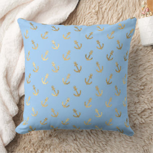 Cojín Decorativo Elegantes patrones náuticos y vintage en azul y do
