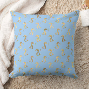 Cojín Decorativo Elegantes patrones náuticos y vintage en azul y do