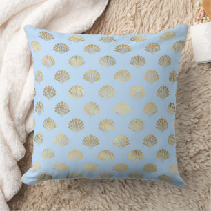 Cojín Decorativo Elegantes patrones náuticos y vintage en azul y do