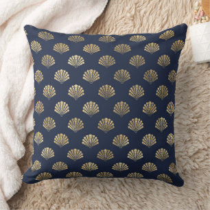Cojín Decorativo Elegantes patrones náuticos y vintage en azul y do