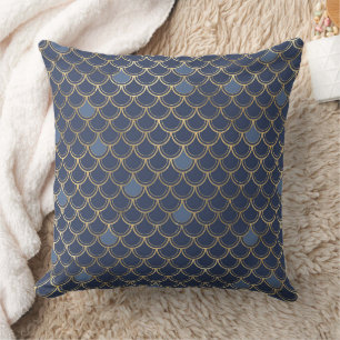Cojín Decorativo Elegantes patrones náuticos y vintage en azul y do