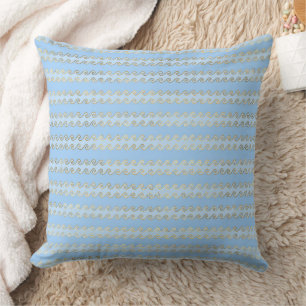 Cojín Decorativo Elegantes patrones náuticos y vintage en azul y do