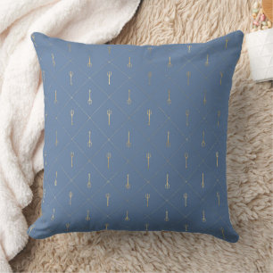 Cojín Decorativo Elegantes patrones náuticos y vintage en azul y do