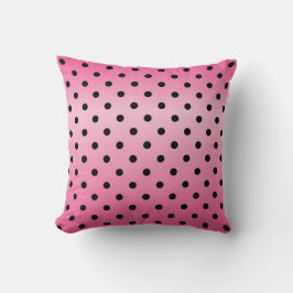 Cojín Decorativo Elegantes puntos de polka rosa y negro brillantes