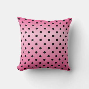 Cojín Decorativo Elegantes puntos de polka rosa y negro brillantes