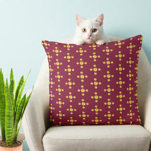 Cojín Decorativo Elegantes puntos dorados sobre rojo burdeos